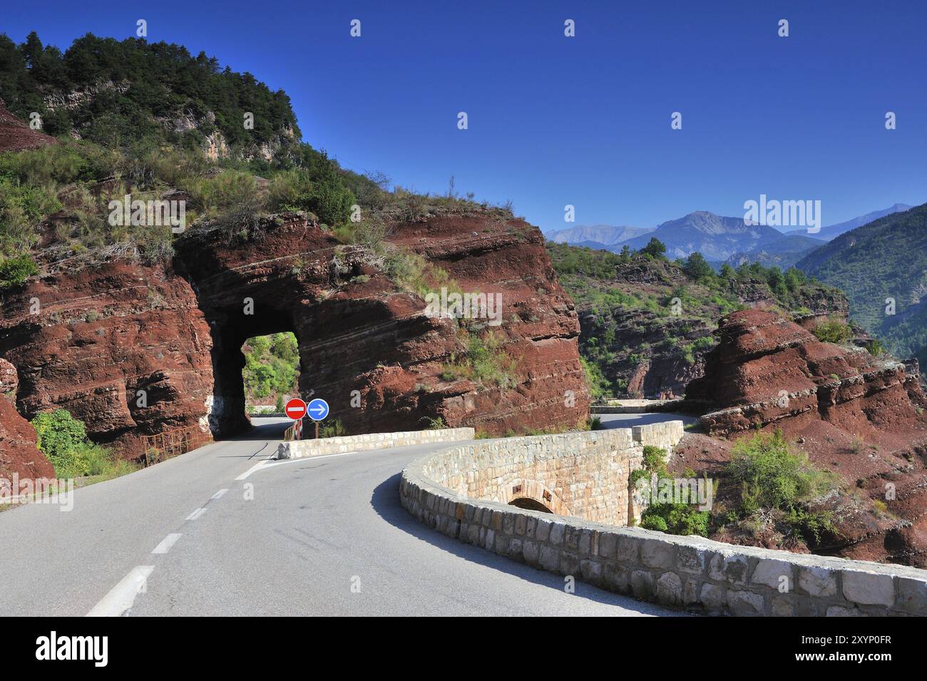 The Daluis Gorge, with its red rocks in France Stock Photo