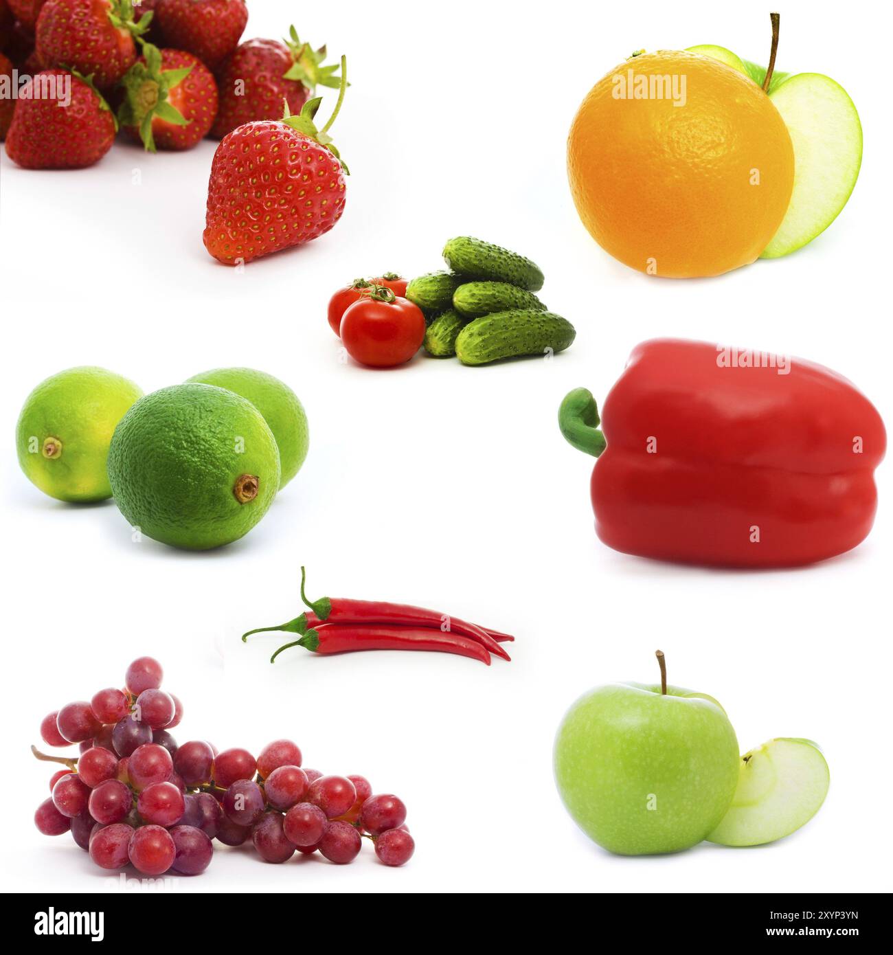 Set of fruits and vegetables isolated on white Stock Photo - Alamy