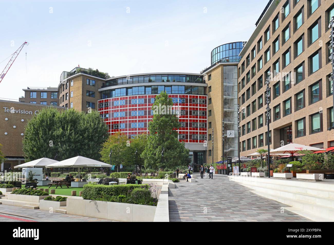 Television Centre, Wood Lane, London. Former home of BBC Television, now converted to flats, offices, hotels and a cinema. Stock Photo