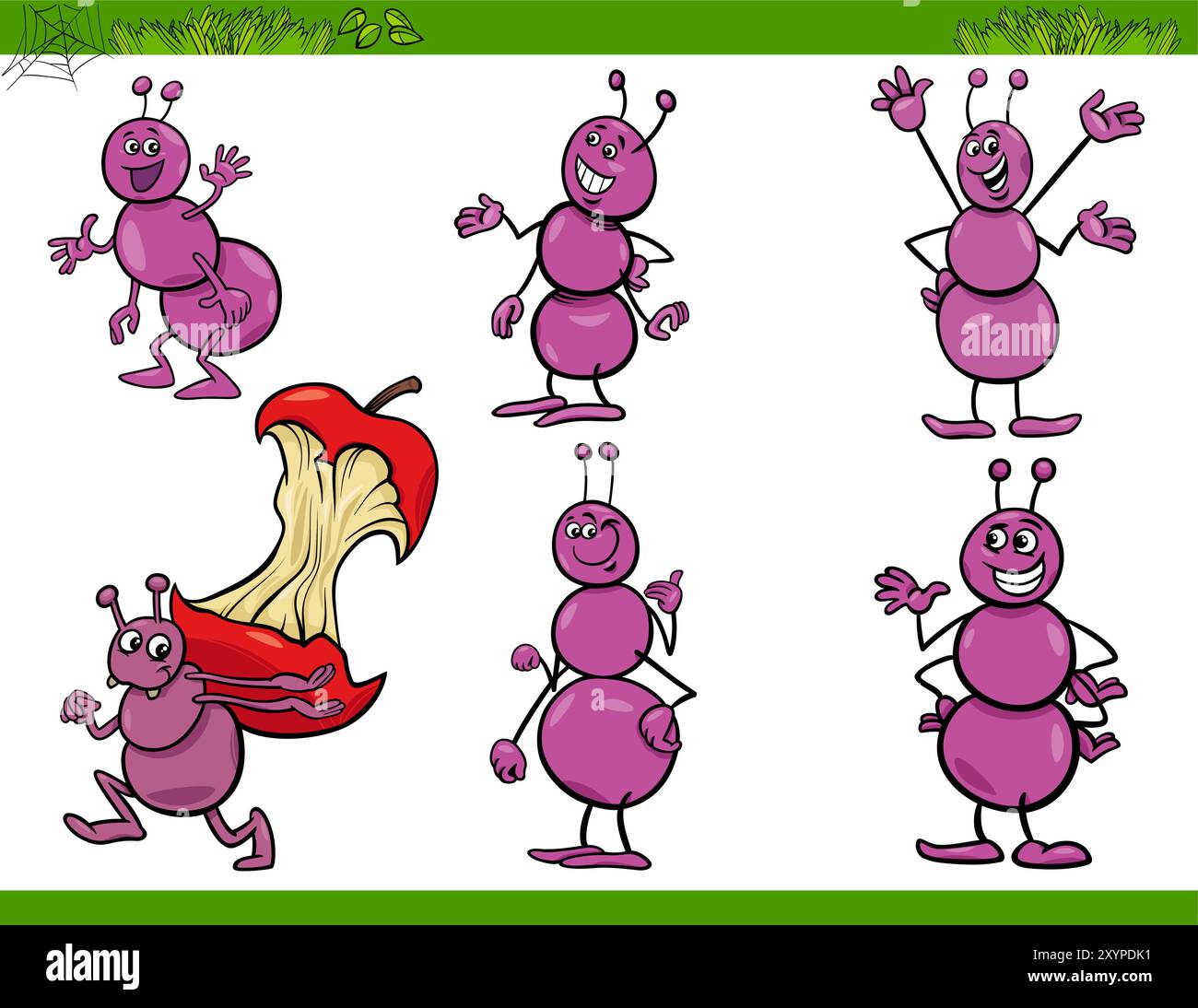 Cartoon humorous illustration of comic ants insects animal characters set Stock Vector