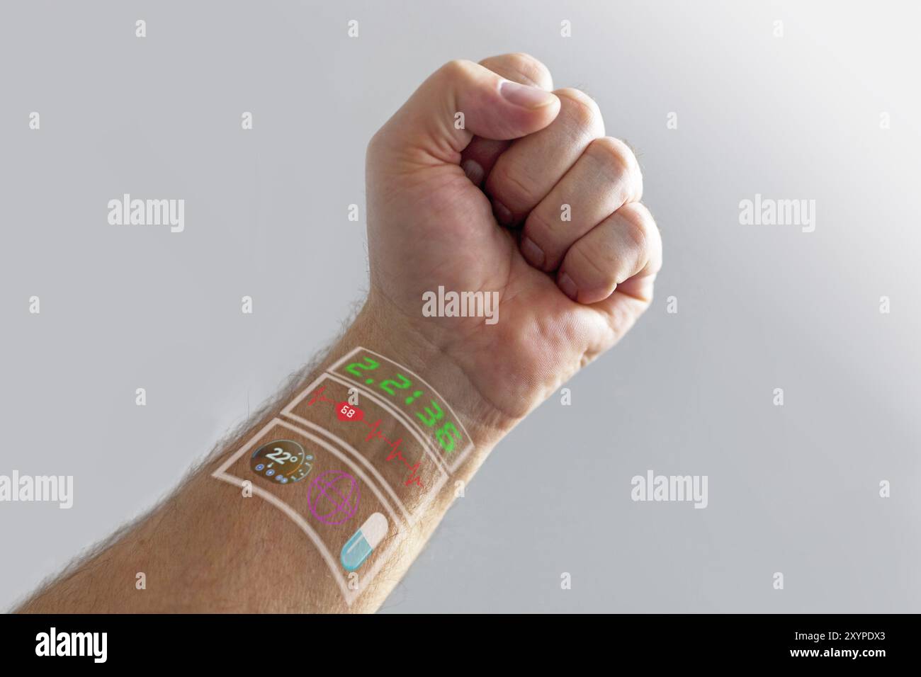 Vital signs digitally on the wrist Stock Photo