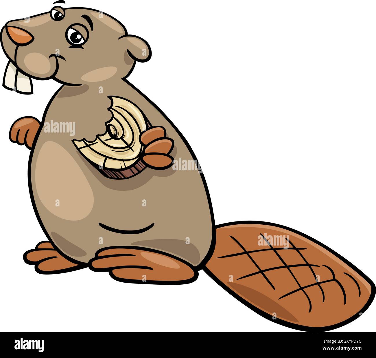 Cartoon illustration of funny beaver wild animal character Stock Vector