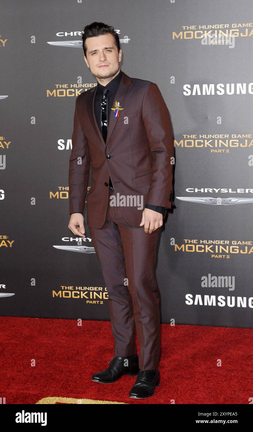 Josh Hutcherson at the Los Angeles premiere of 'The Hunger Games: Mockingjay, Part 2' held at the Microsoft Theatre in Los Angeles, USA on November 16 Stock Photo