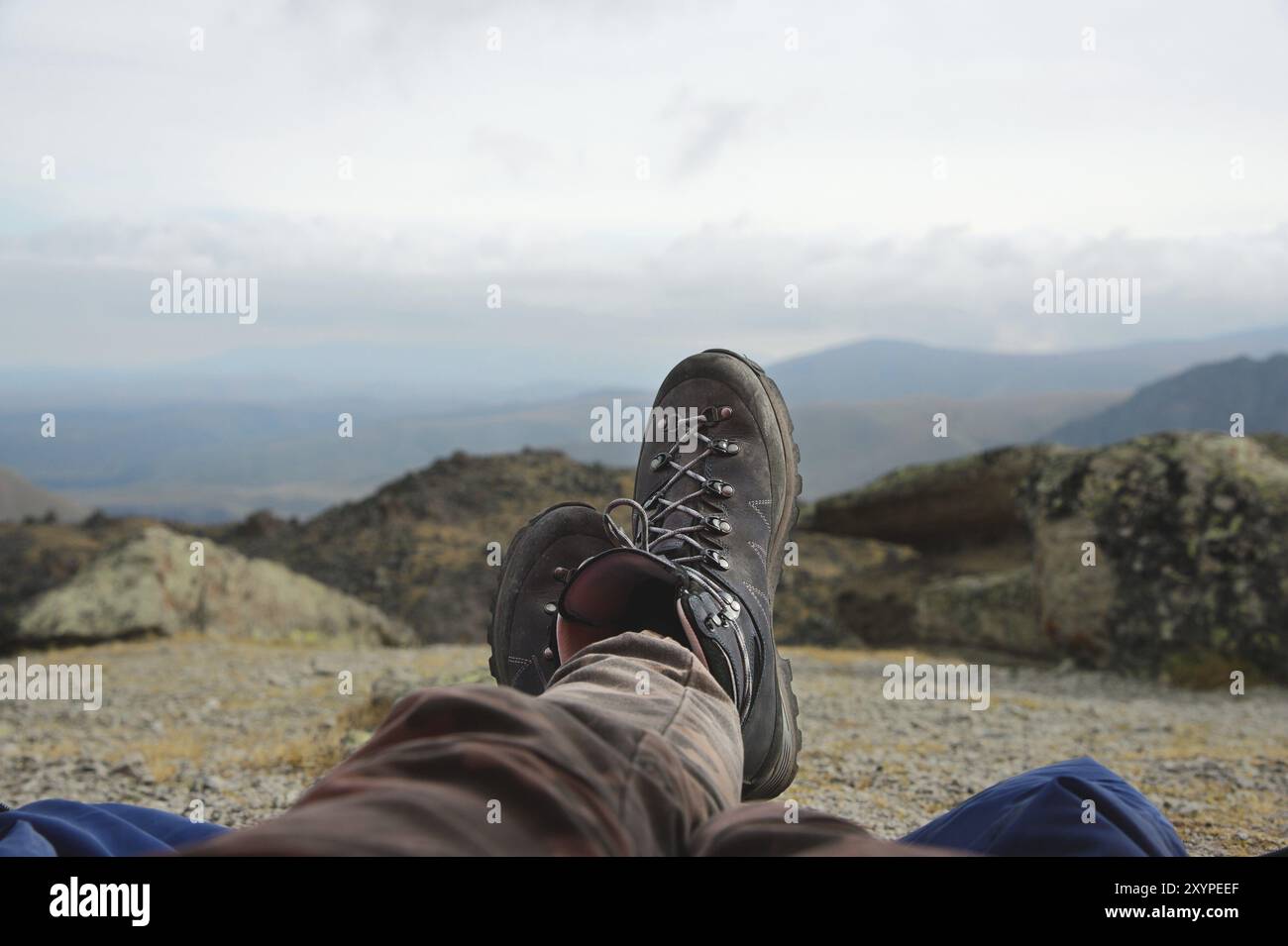 Trekking human legs in boots hi-res stock photography and images - Alamy