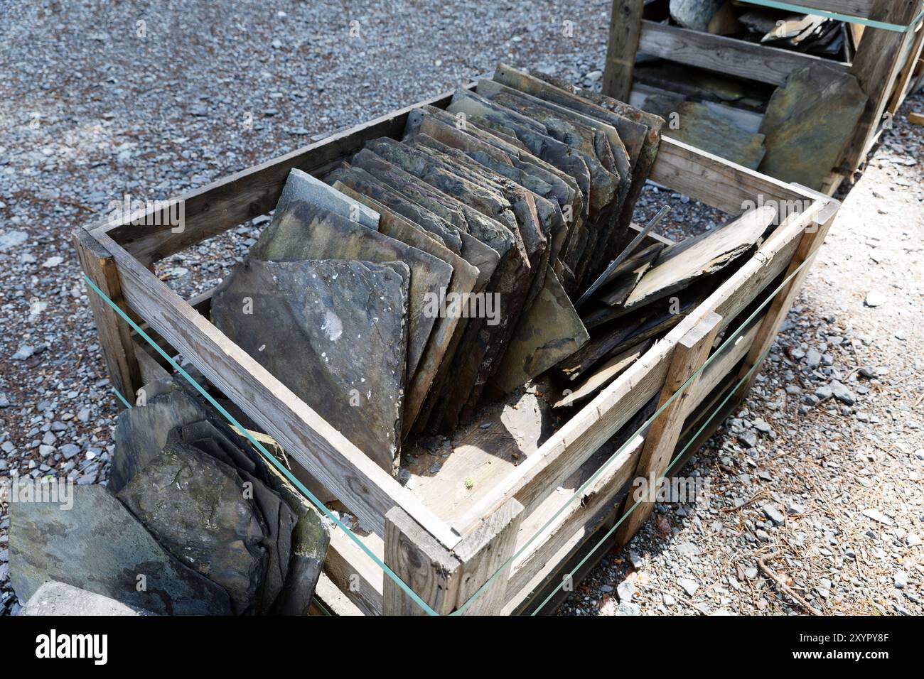 Slates in a wooden box Stock Photo