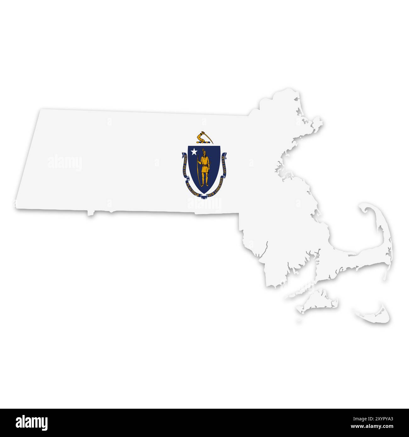 Massachusetts State Flag Map Illustration with clipping path Stock Photo - Alamy