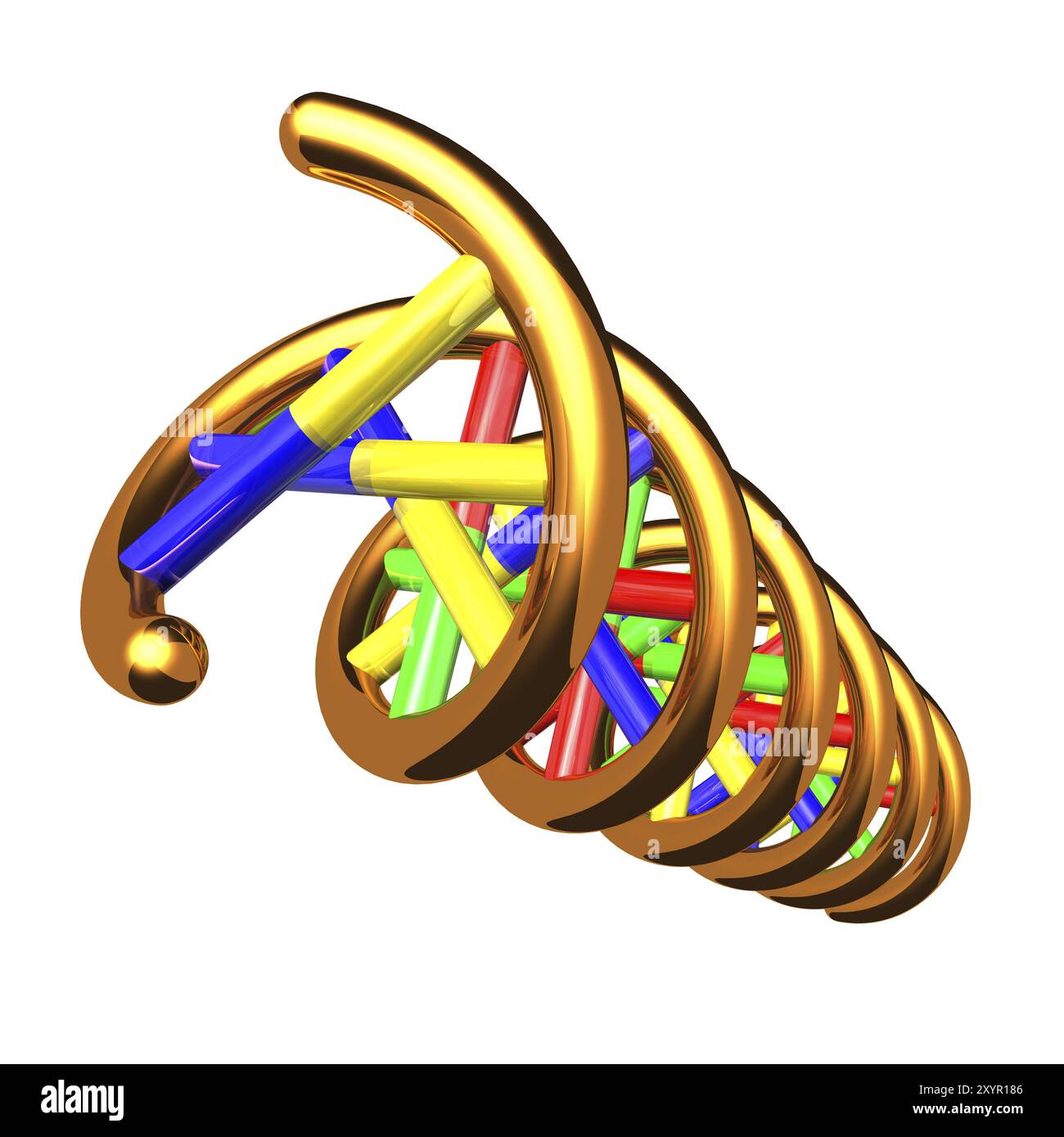 DNA molecule double helix 3D illustration isolated on white background ...