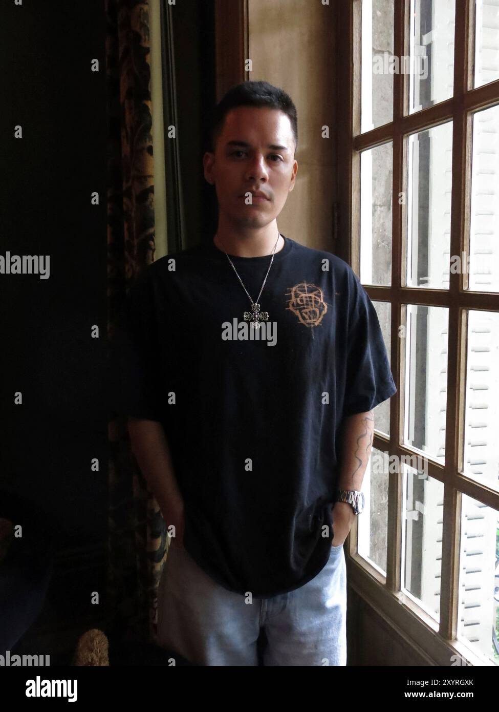 Mexican rapper and musician NSQK poses for a photo during an interview ...