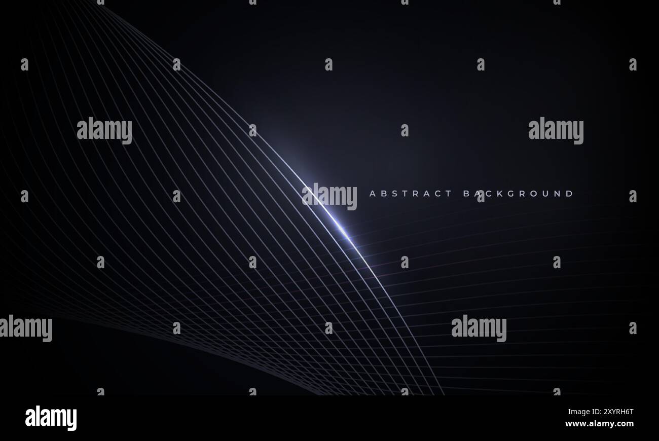 Black luxury abstract background with glowing wavy lines. Vector ...