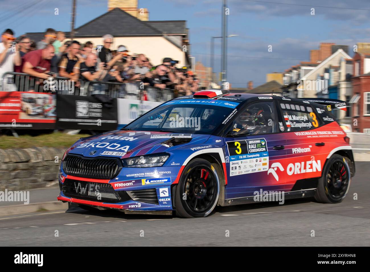 Aberystwyth, Dyfed, UK. 30th Aug, 2024. 2024 FIA European Rally Championship Day 1; Driver Miko Marczyk and co-driver Szymon Gospodarczyk in their Skoda Fabia RS tackle stages 1 and 2 of the rally in Aberystwyth Credit: Action Plus Sports/Alamy Live News Stock Photo