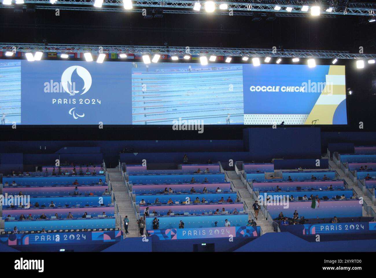 Nanterre, France - August 30 2024: Para Swimming at the Paris La Défense Arena during the Paris 2024 Paralympic Games. Stock Photo