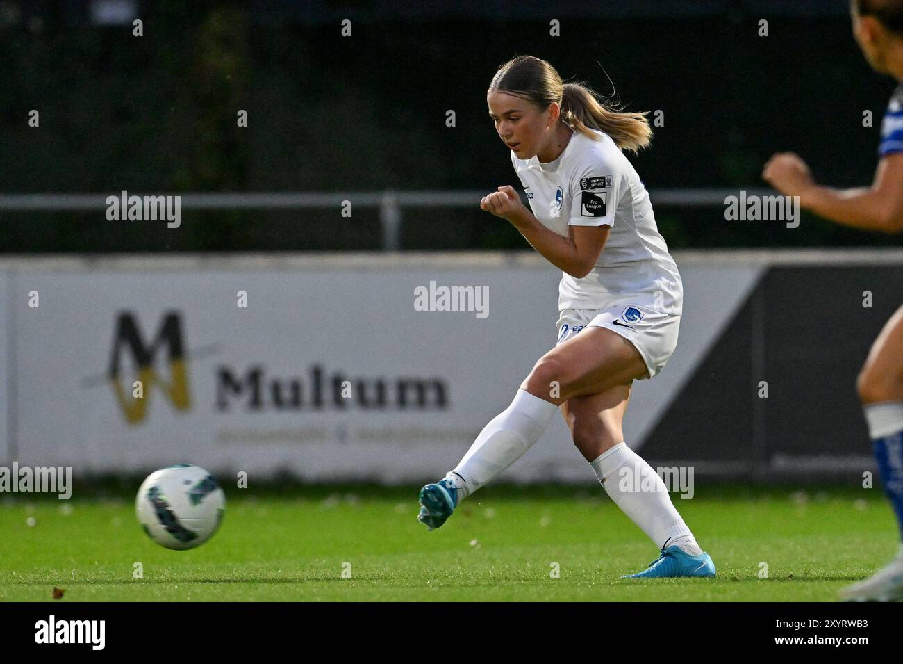 Gent, Belgium. 30th Aug, 2024. Eva-Maria Niit (15) of Genk pictured during a female soccer game between AA Gent Ladies and KRC Genk Ladies on the 1st matchday of the 2024 - 2025 season of Belgian Lotto Womens Super League, on Friday 30 August 2024 in Gent, BELGIUM . Credit: sportpix/Alamy Live News Stock Photo