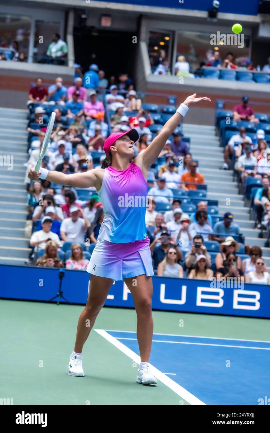 Iga Swiatek (POL) competes in round 1 of the 2024 US Open Tennis Stock ...