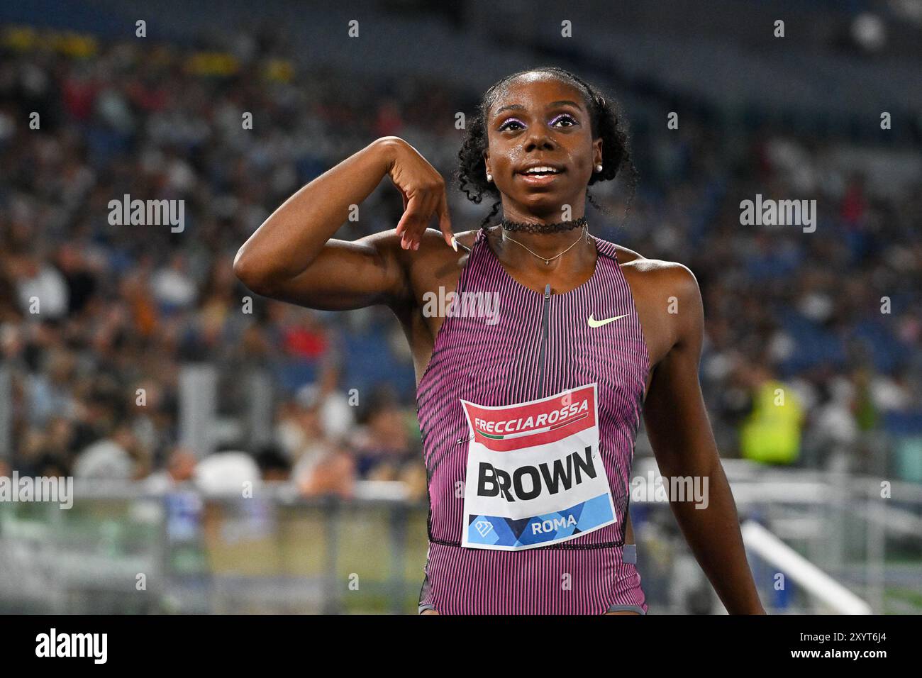 30th Aug 2024, Stadio Olimpico, Roma, Italy; Golden Gala Diamond League Athletics; BROWN, Brittany Women's 200 meters Credit: Roberto Ramaccia/Alamy Live News Stock Photo