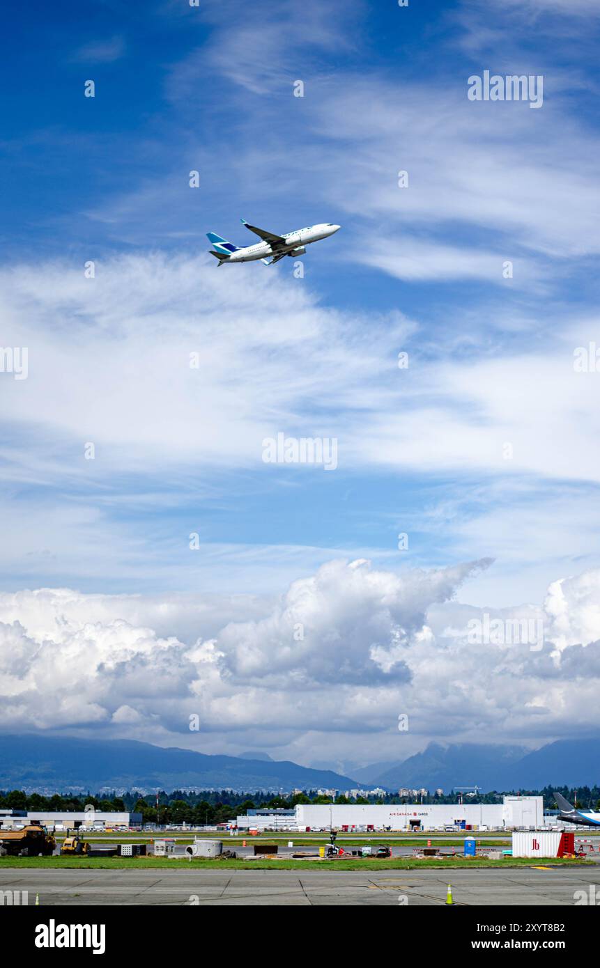 Passenger Airplane Taking Off Against Blue Sky Stock Photo - Alamy