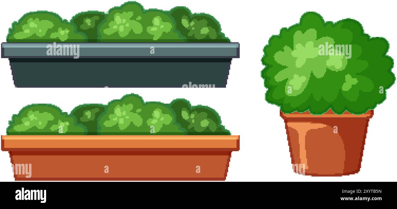 Illustration of potted plants and garden trays Stock Vector Image & Art ...