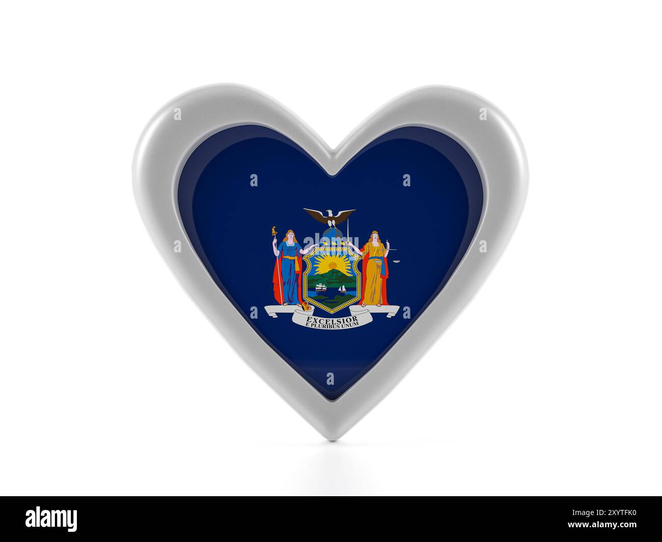 Heart shaped New York state flag on a white background. 3d illustration ...