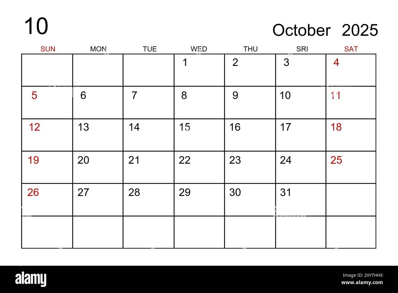 october-2025-calendar-template-on-white-paper-background-stock-photo-alamy
