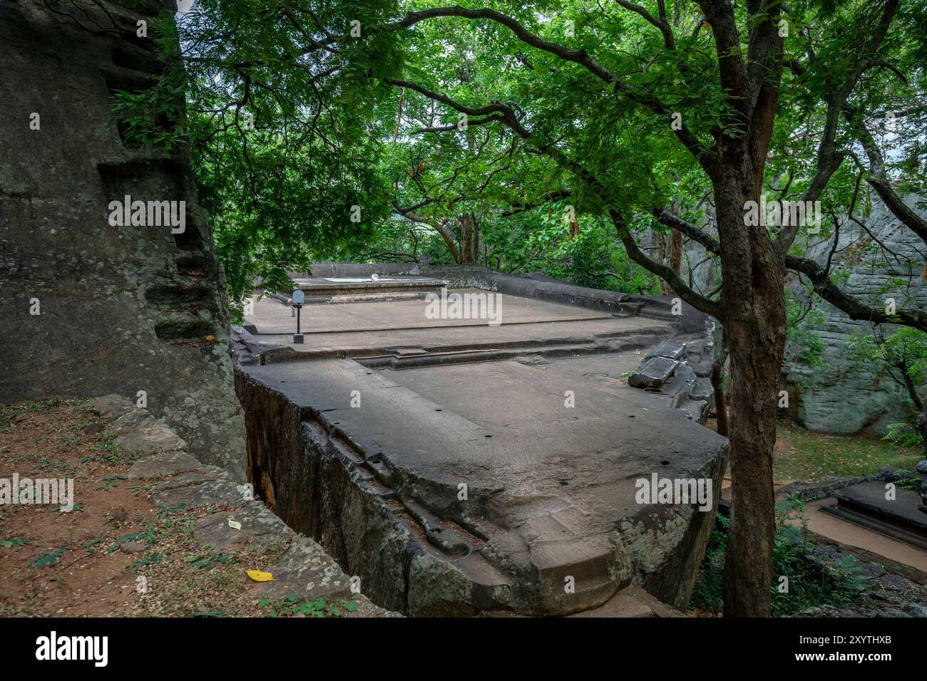 The Audience Hall belonging to the ancient royal city of King Kasyapa at Sigiriya Rock Fortress at Sigiriya in Sri Lanka. Stock Photo