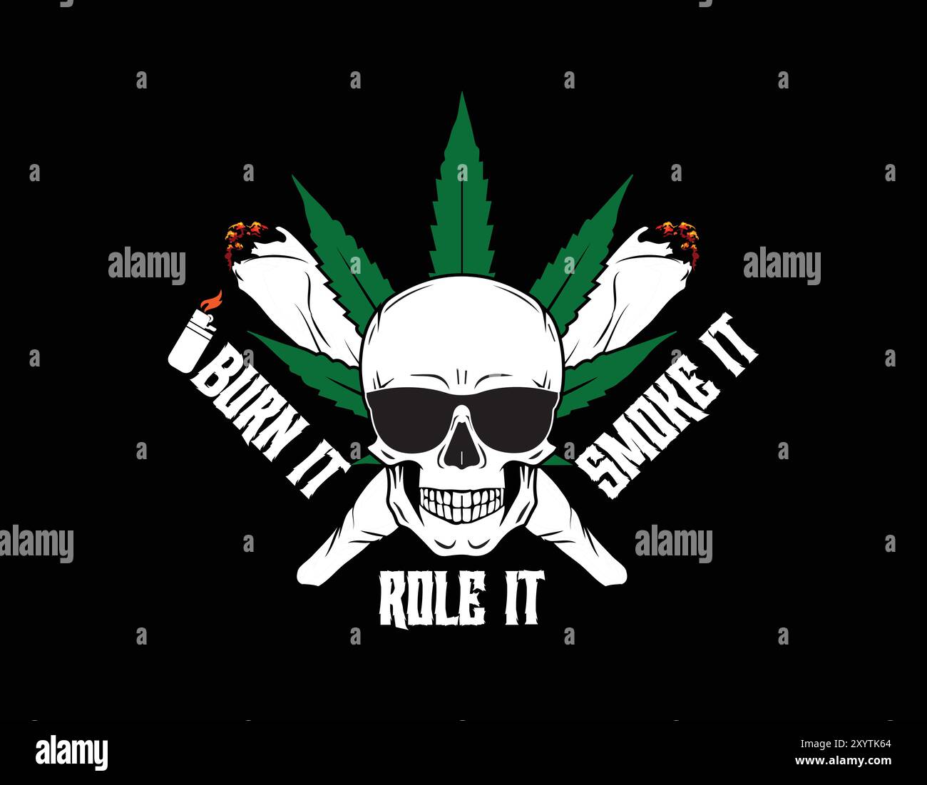 weed themed vector graphic illustration for t shirt design, weed t-shirt design, marijuana t shirt design, cannabis t shirt Stock Vector