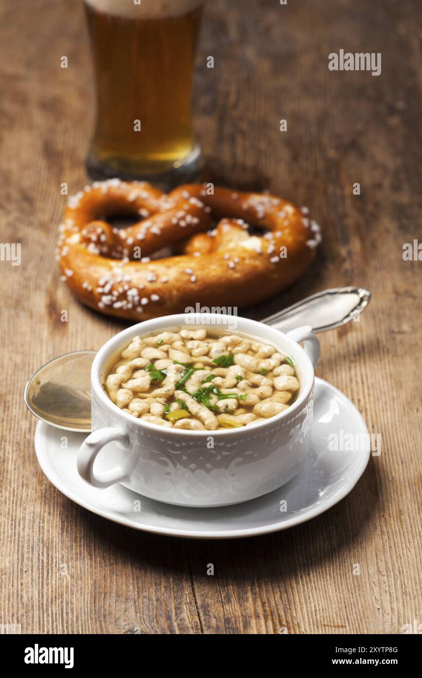 Bavarian fried dumpling soup Stock Photo