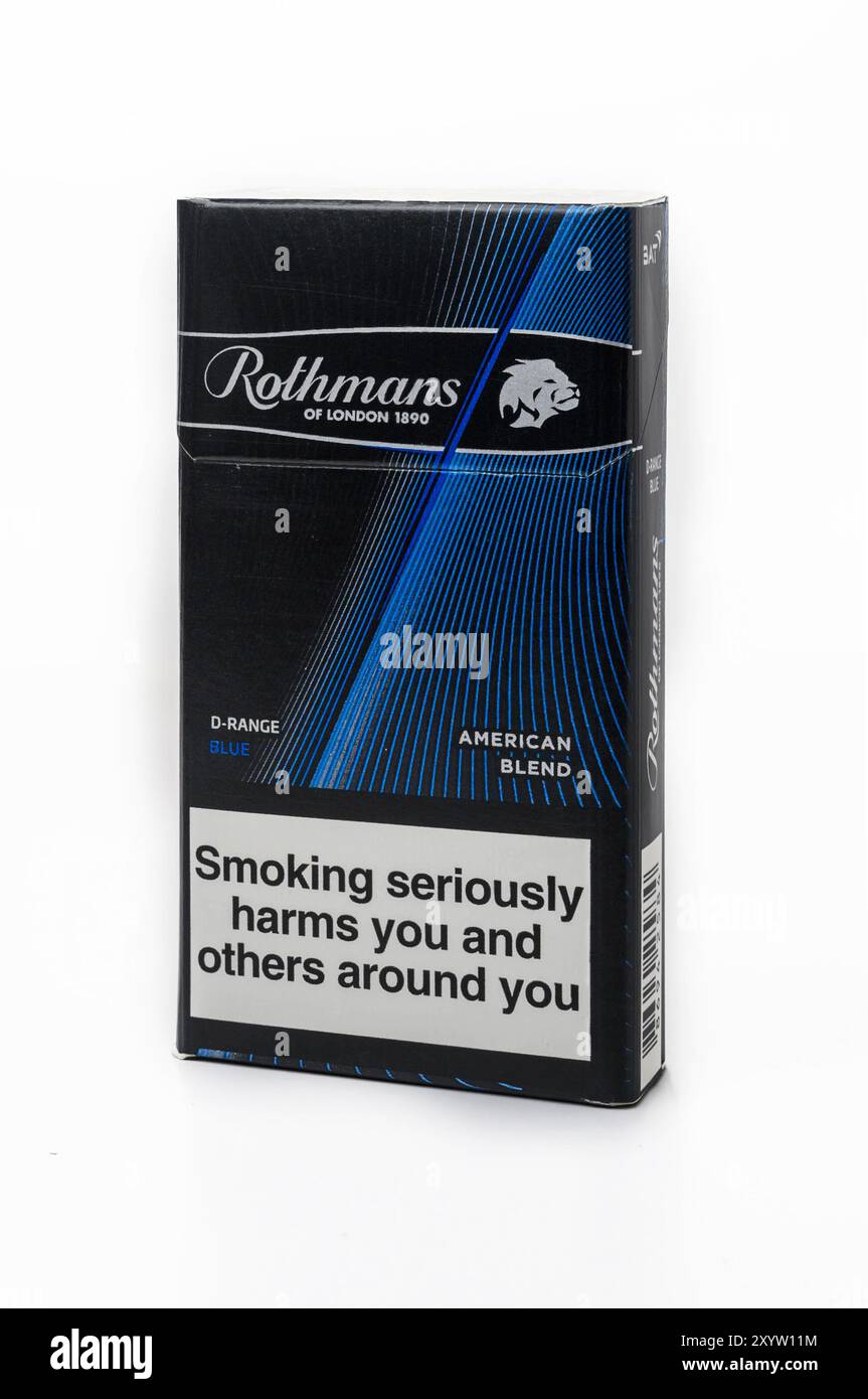 cigarette in cyprus Gaziveren, Cyprus -08.13.2024 Box of cigarettes isolated on a white  background Stock Photo