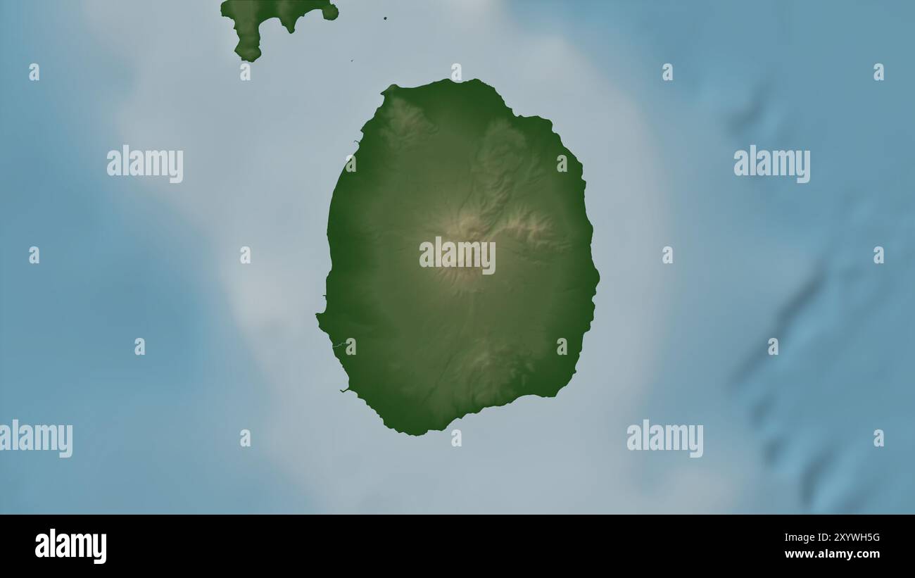 Nieves Island in the Caribbean Sea on a colored elevation map Stock ...