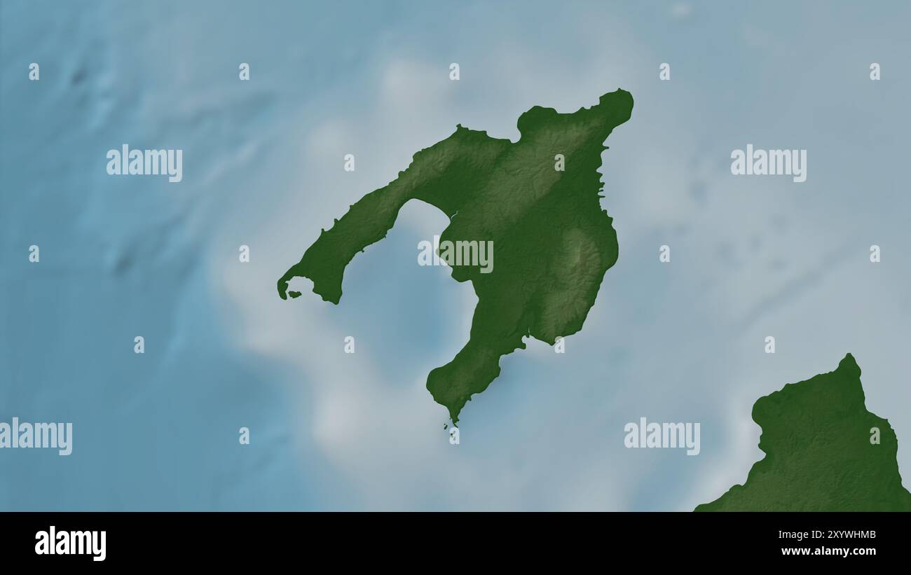 Pulau Panaitan in the Java Sea on a colored elevation map Stock Photo ...