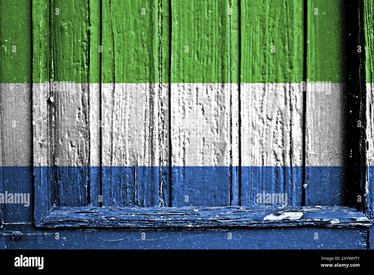 Flag of Sierra Leone painted on wooden frame Stock Photo - Alamy