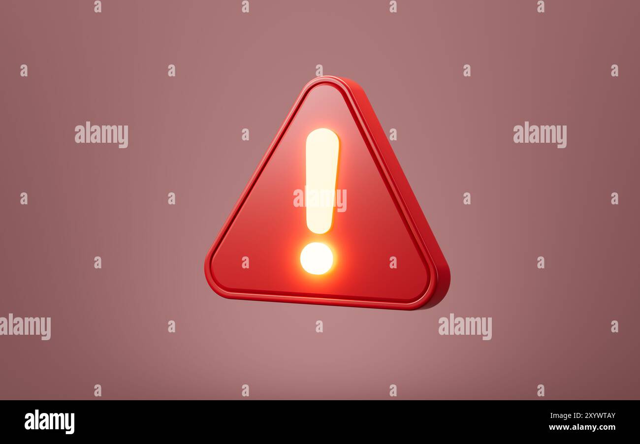 Cartoon triangle warning sign, 3d rendering. 3d illustration Stock ...