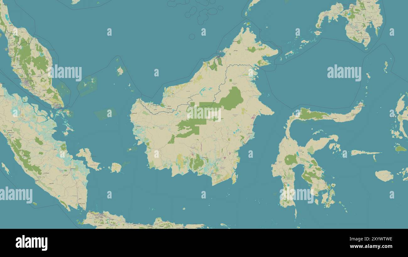 Borneo Island In The Sulu Sea On A Topographic OSM Humanitarian Style Borneo Island In The Sulu Sea On A Topographic Osm Humanitarian Style Map 2XYWTWE 
