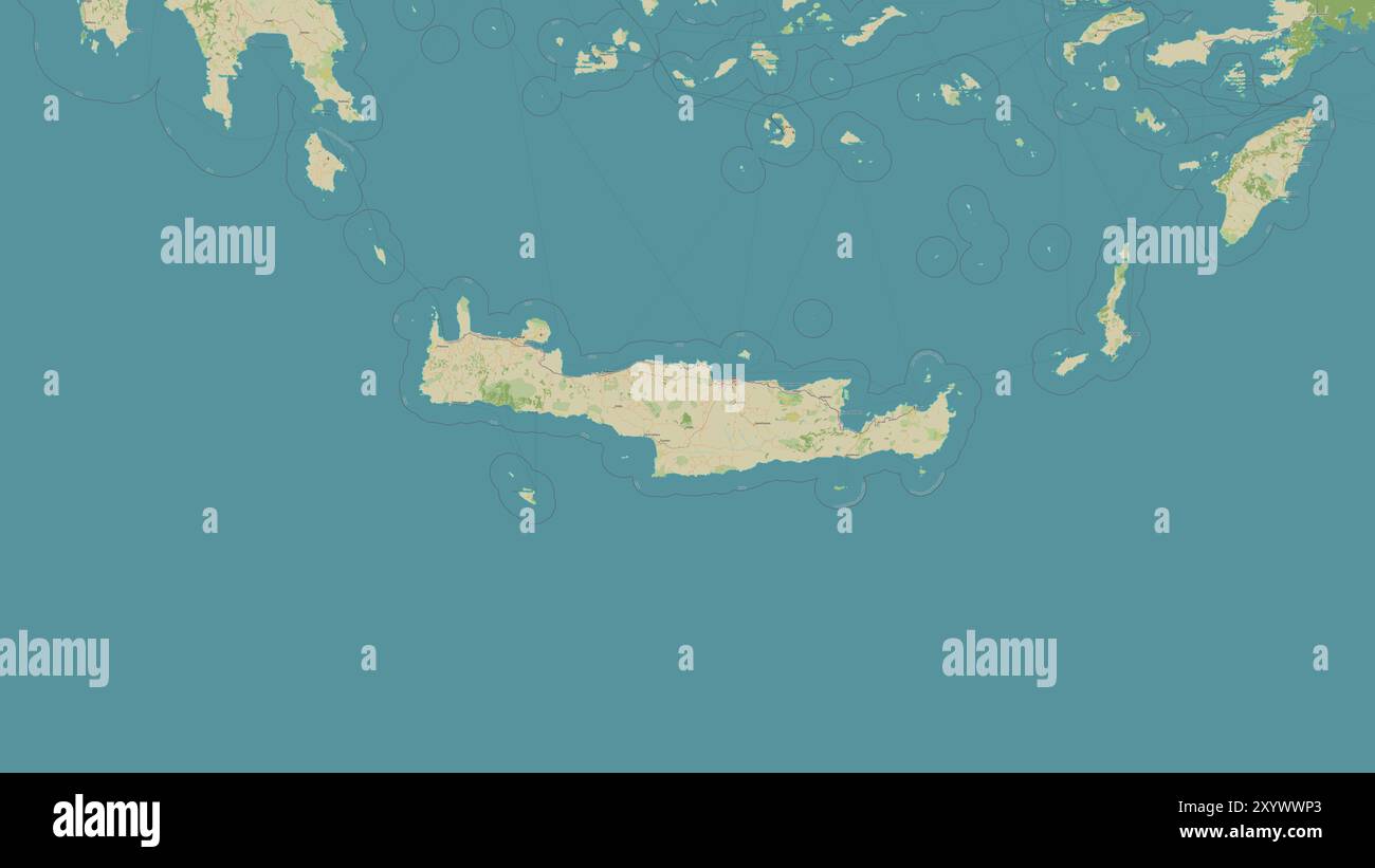 Crete Island in the Aegean Sea on a topographic, OSM Humanitarian style ...