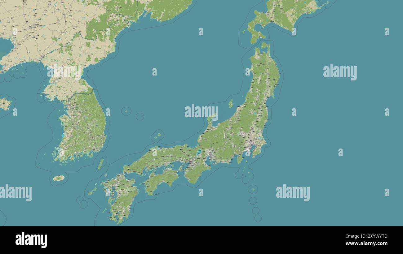 Honshu Island In The Japan Sea On A Topographic OSM Humanitarian Style Honshu Island In The Japan Sea On A Topographic Osm Humanitarian Style Map 2XYWYTD