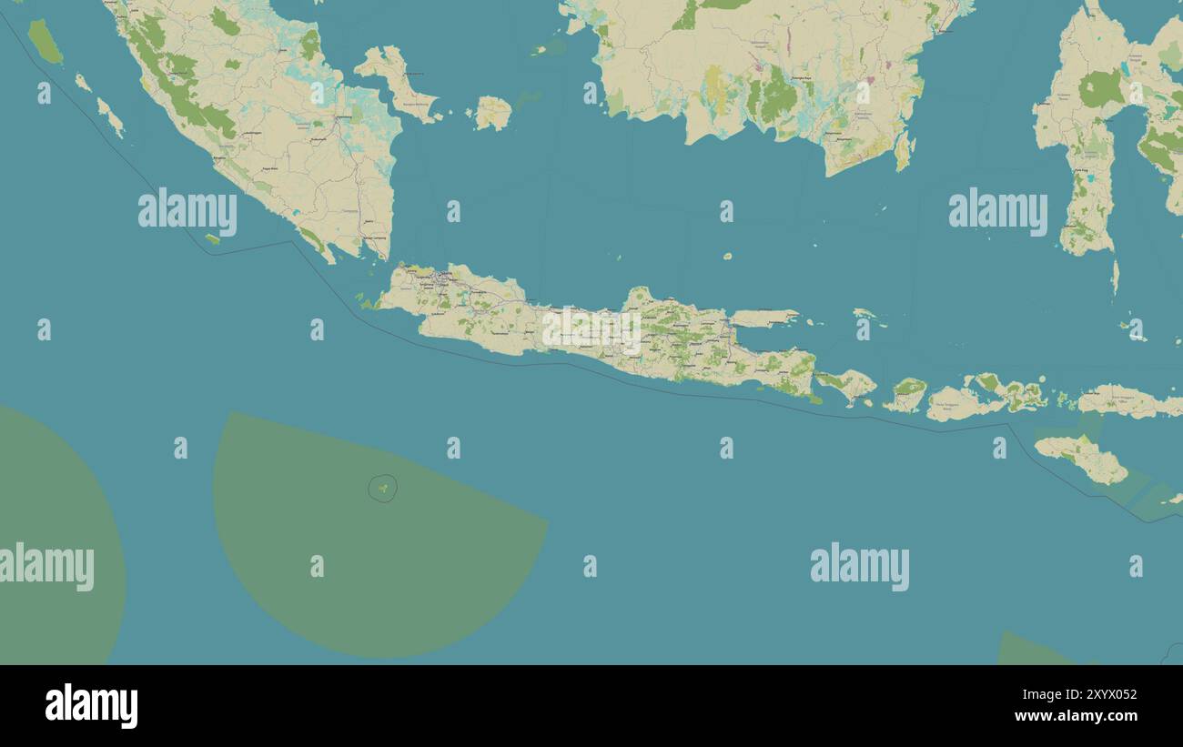 Java Island in the Java Sea on a topographic, OSM Humanitarian style ...