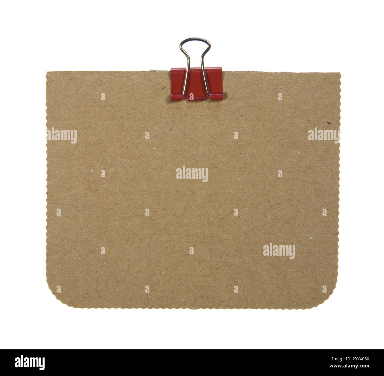 Cardboard Note With Red Metal Clip Isolated On White Background Stock ...