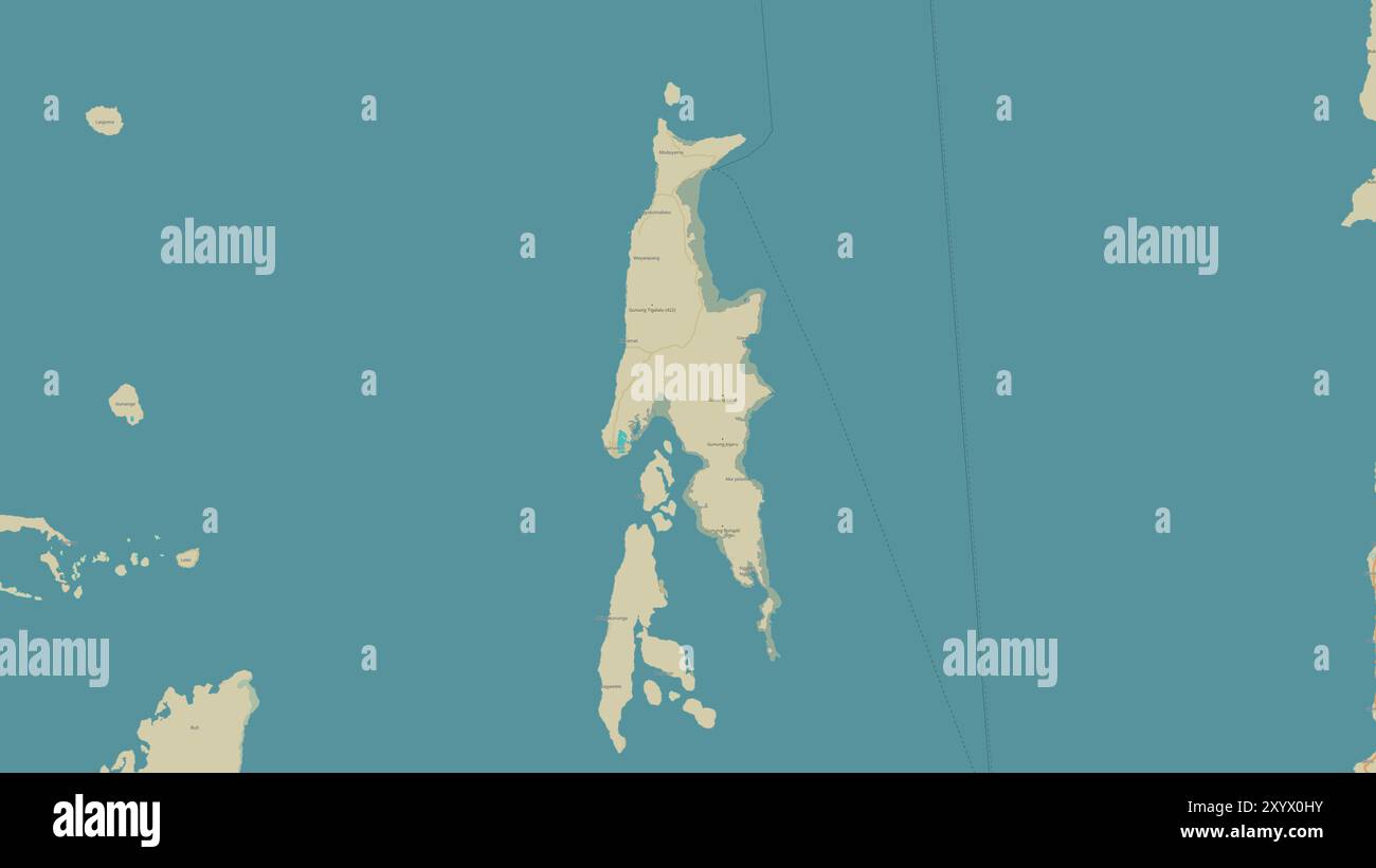 Kayoa Pulau Kayoa in the Molukka Sea on a topographic, OSM Humanitarian style ...