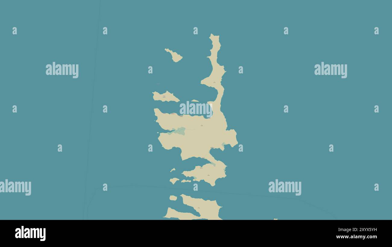 Pulau Roon in the South Pacific Ocean on a topographic, OSM ...