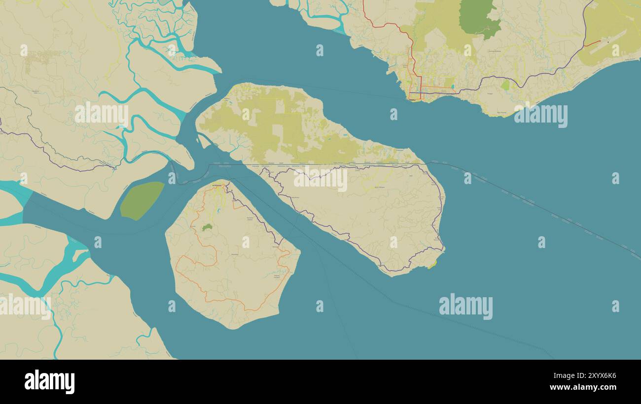 Pulau Sebatik in the Celebes Sea on a topographic, OSM Humanitarian ...