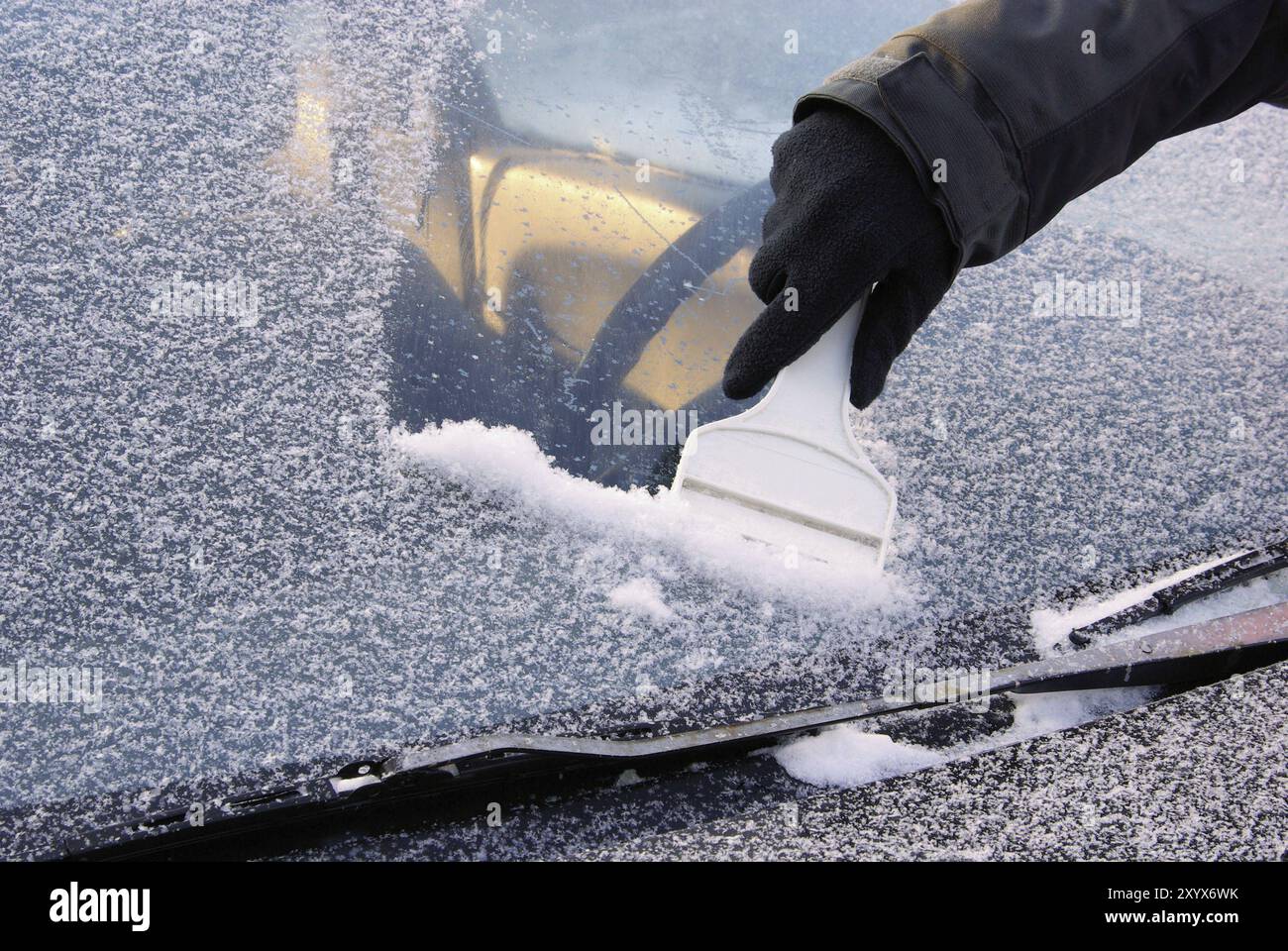 Ice scraping Stock Photo