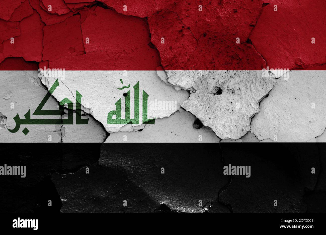 Flags of Iraq and Yemen painted on cracked wall Stock Photo - Alamy