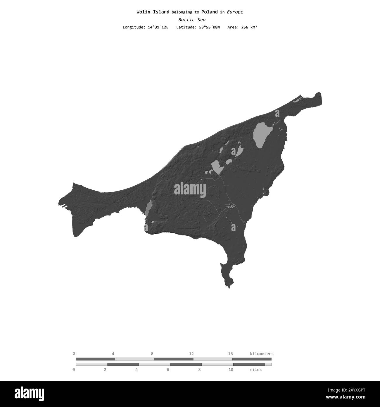 Wolin Island in the Baltic Sea, belonging to Poland, isolated on a