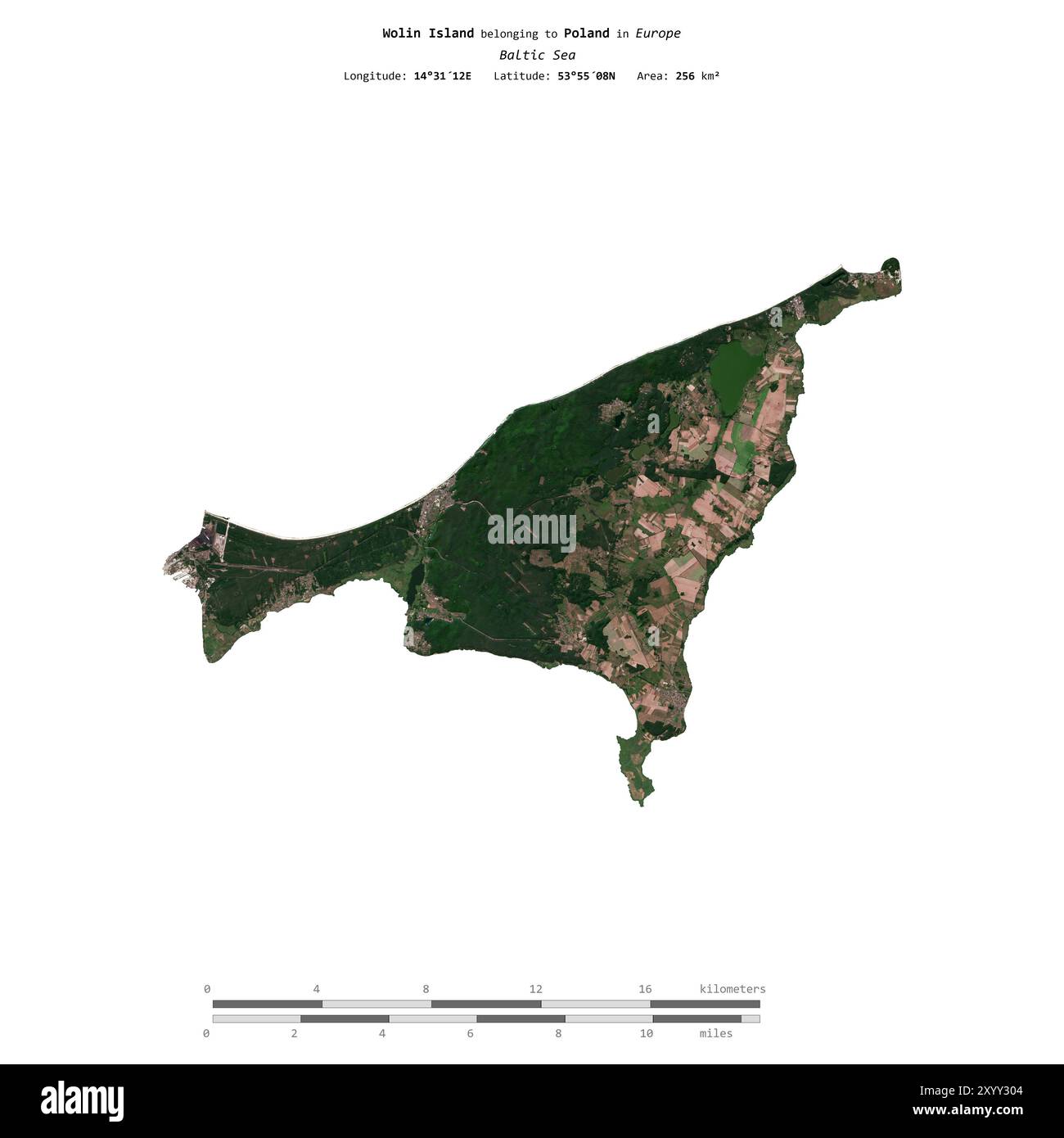 Wolin Island in the Baltic Sea, belonging to Poland, isolated on a ...