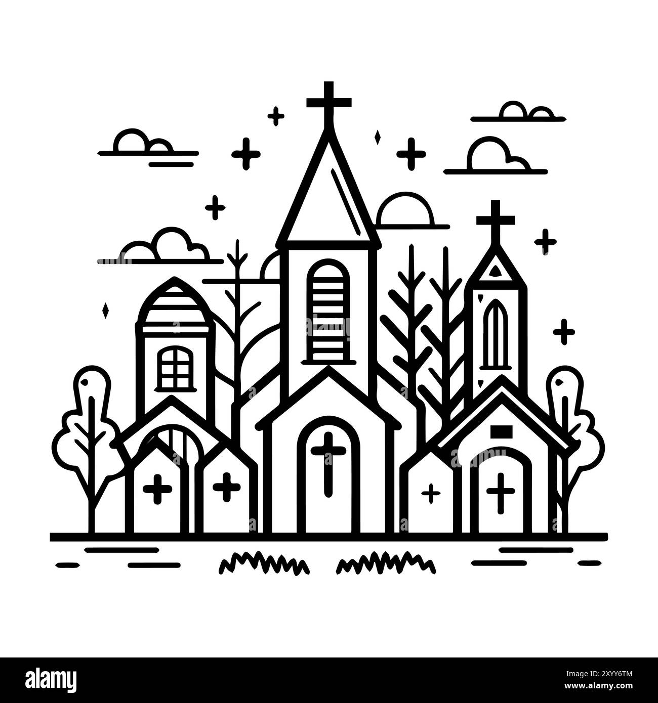 cemetery icon or modern line symbol. Vector line art and icon design ...