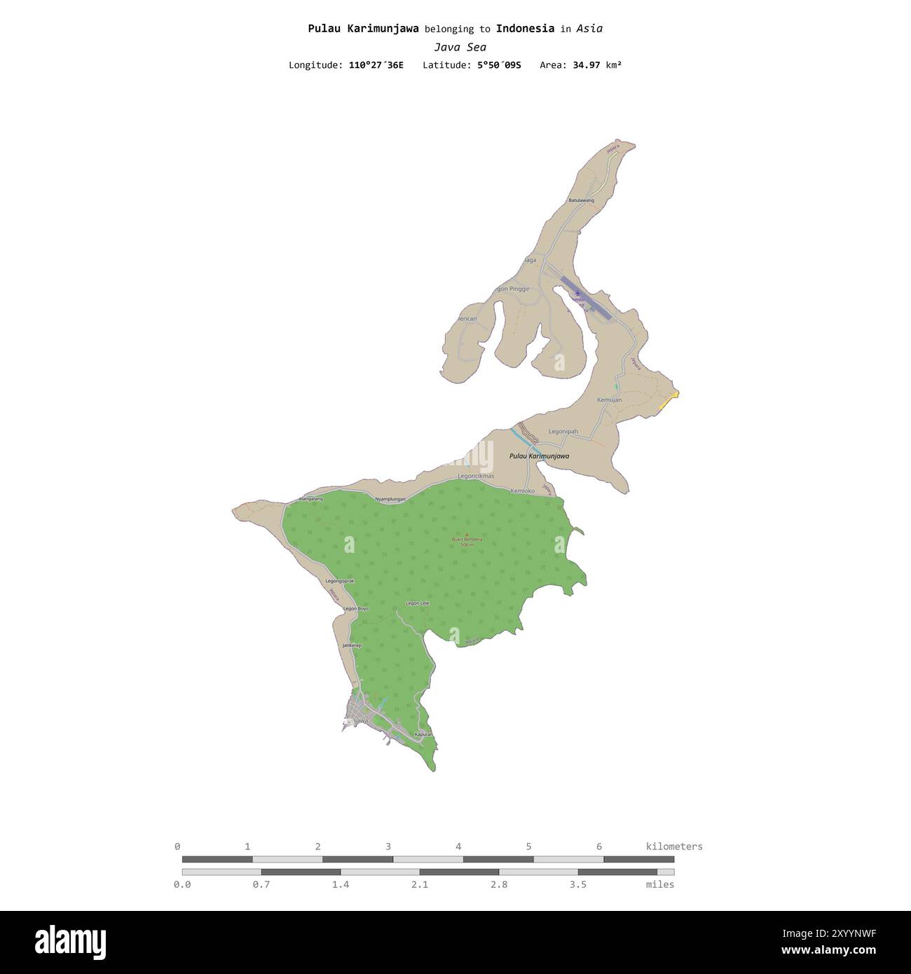 Pulau Karimunjawa in the Java Sea, belonging to Indonesia, isolated on ...