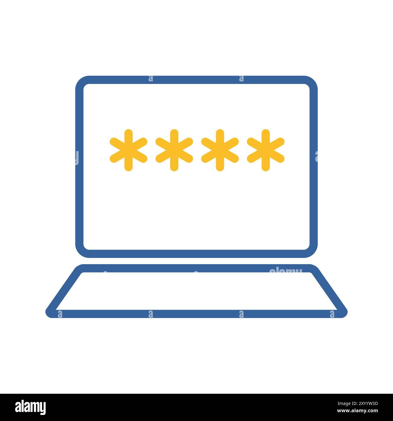 Laptop with password notification and lock vector icon. User ...