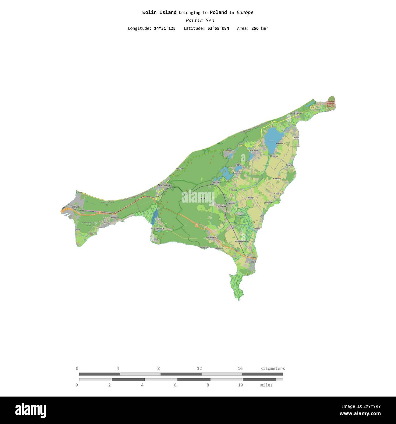 Wolin Island in the Baltic Sea, belonging to Poland, isolated on a