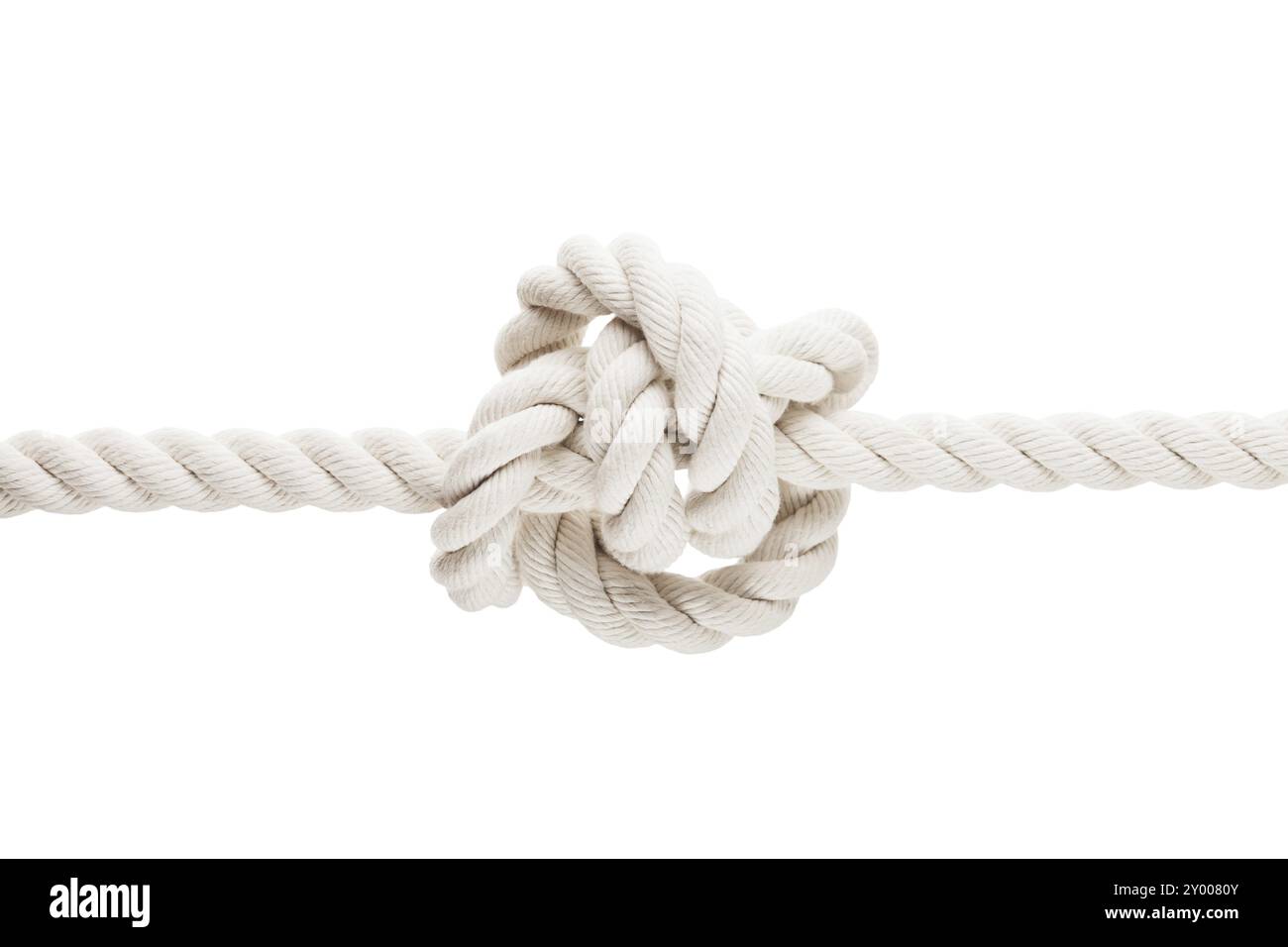 Twisted rope or string with tied knot white isolated Stock Photo - Alamy