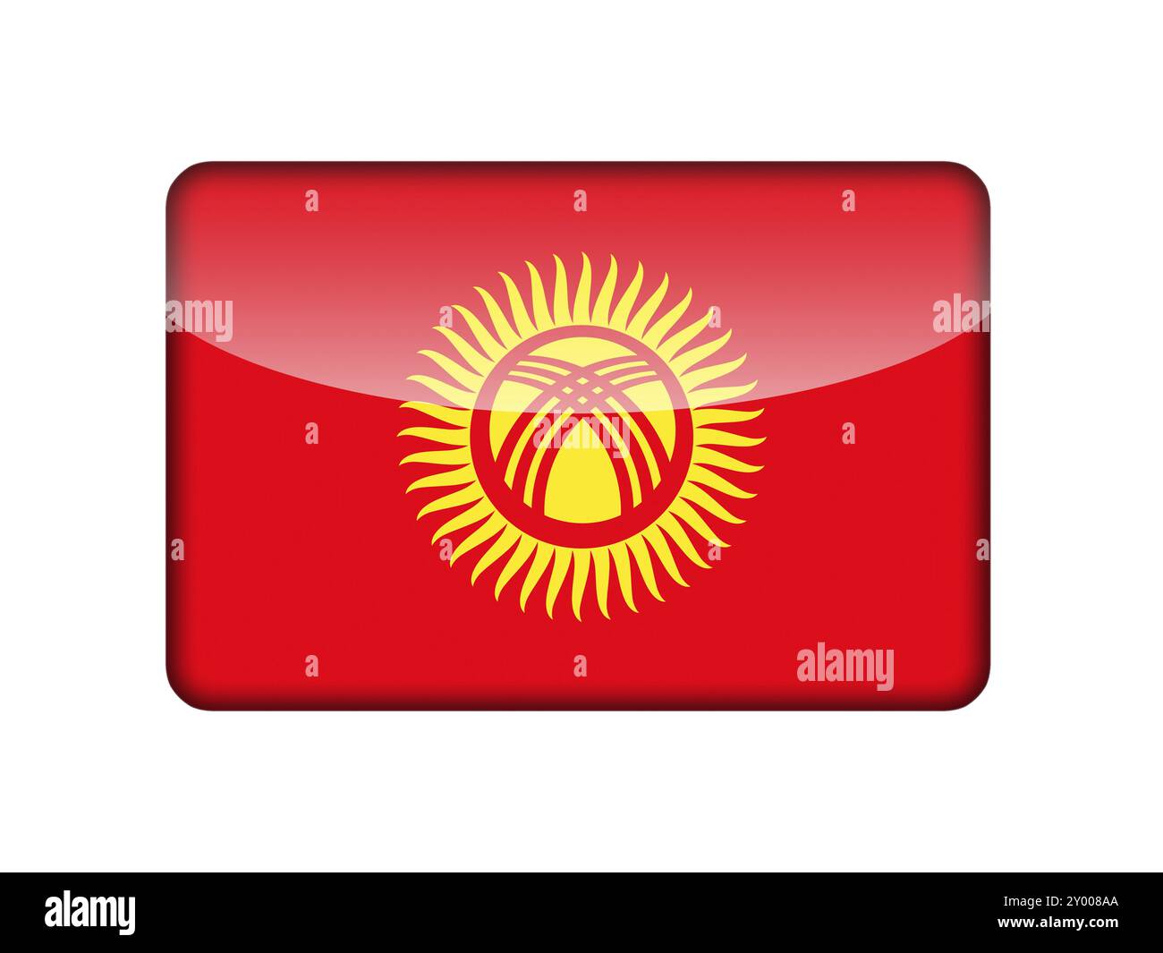The Kyrgyz Flag in the form of a glossy icon Stock Photo