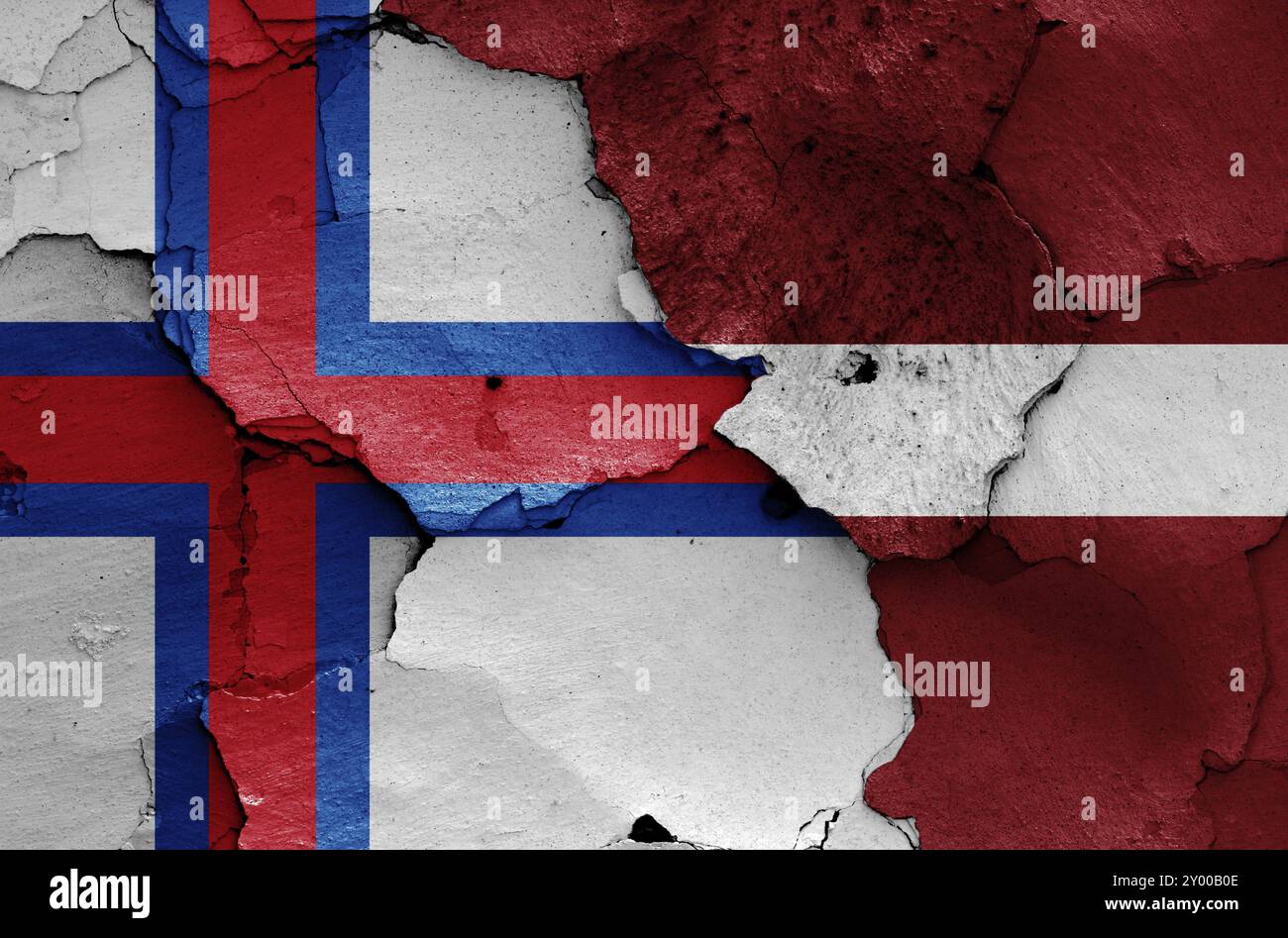 Flags of Faroe Islands and Latvia painted on cracked wall Stock Photo ...