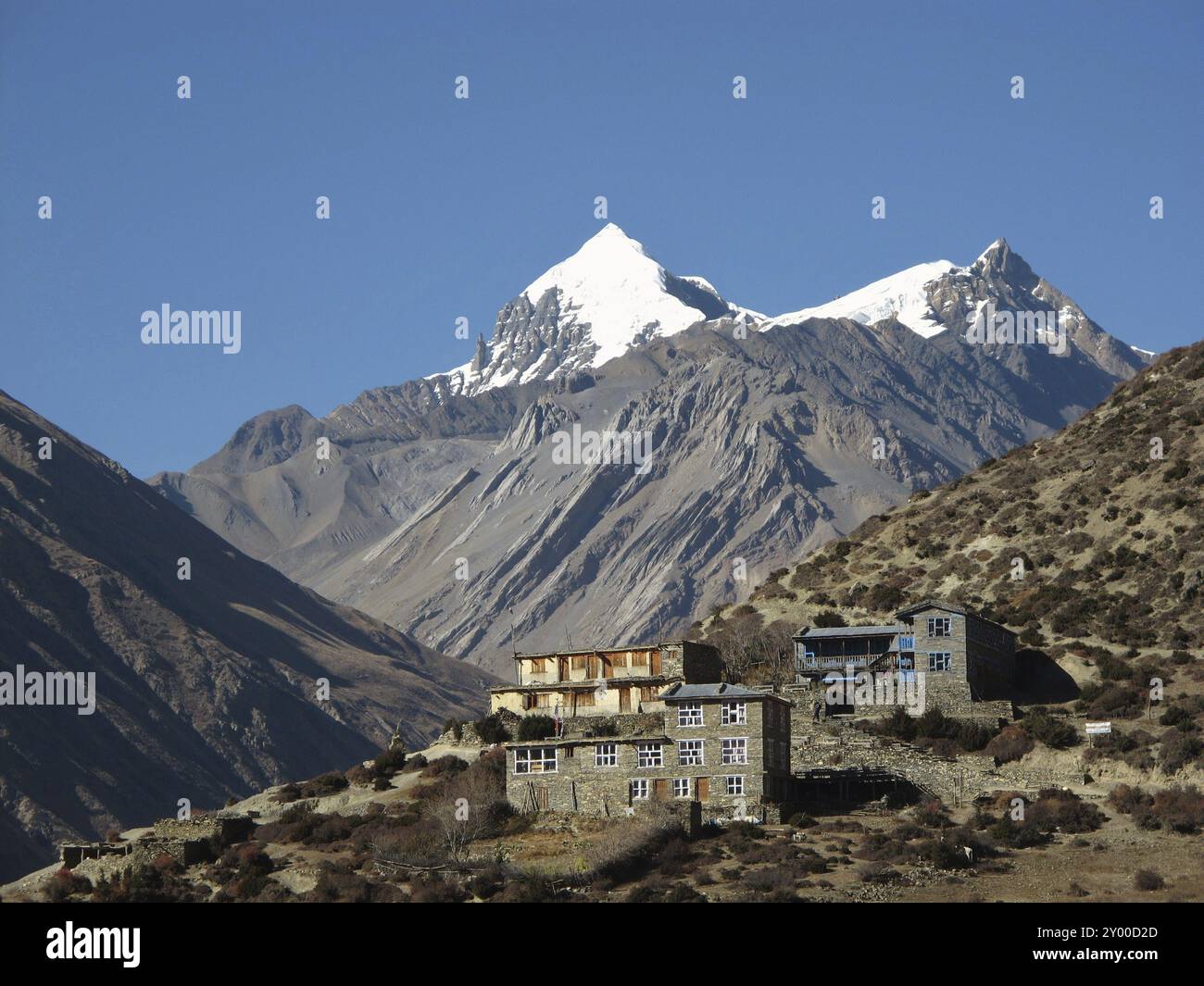 Small settlement named Ghyanchang, Impressive mountain range called ...